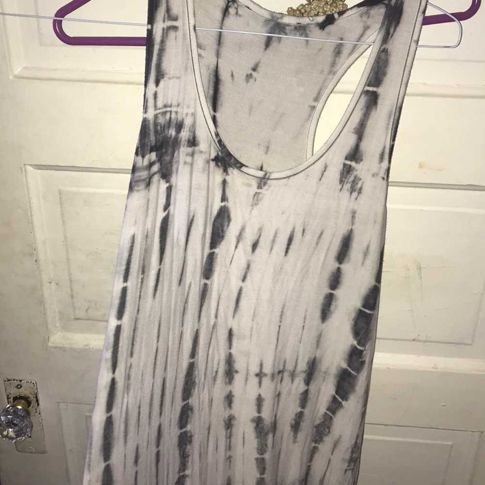 Black and white maxi dress with leg slit